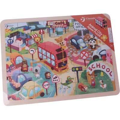 Classic World Детски дървен пъзел - Животните и техния град (cw54242)