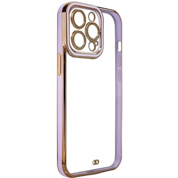 HQWear Дизайнерски кейс за iPhone 12 Pro Max Gold, с гел рамка, лилав (KXG0032227)