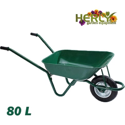 HERLY Градинска строителна ръчна работна количка herly, 80л, 100 кг товароносимост, с плътно колело (uni-04282)