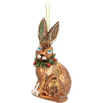 Sklenená ručne vyrobená vianočná ozdoba 12,5 cm Festive Hare – Sass & Belle