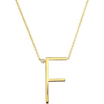 Image 1 of SAVICKI Колие с буква F: позлатено сребро. бял сапфир