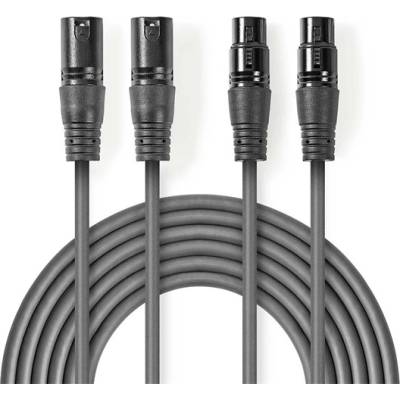 Nedis COTH15030GY15 балансиран/симетричен полупрофесионален аудиокабел XLR, 2 x XLR 3p мъжки - 2 x XLR 3p женски, 1, 5 м, гъвкав (COTH15030GY15)
