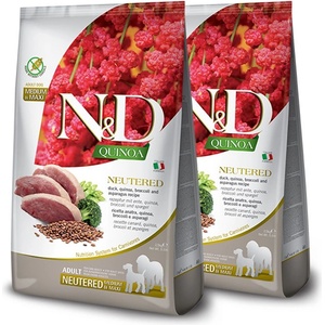 FARMINA N&D кучешка QUINOA (GF) възрастни средни и макси, кастрирана патица 2 x 12 кг