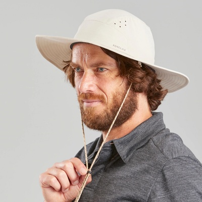 Forclaz Pánsky trekingový klobúk MT500 s ochranou proti UV béžový béžová
