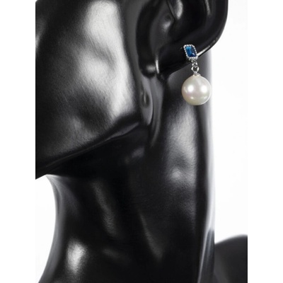 Prosperk náušnice perly s modrým zirkonem S0593