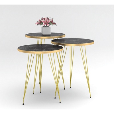 Комплект 3 маси Nisa черен мрамор