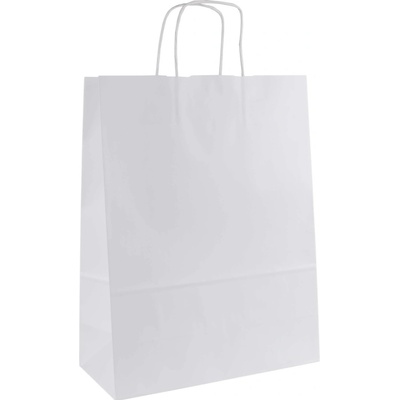 Papierová taška s krúteným uchom 320x160x430 mm, biela