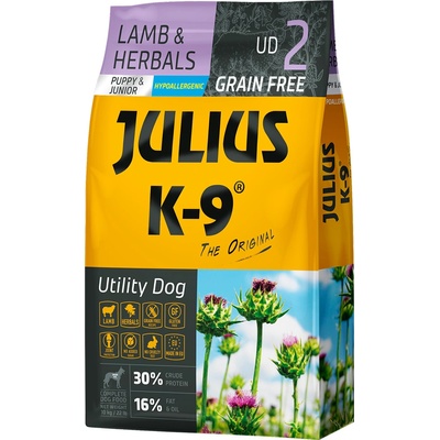 Julius-K9 2х10кг Puppy & Junior JULIUS K-9, суха храна за кучета - агнешко с билки