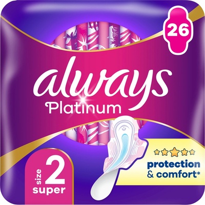 ALWAYS Platinum Super veľkosť 2 menštruačné vložky s krídelkami 26 ks