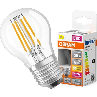 Osram LED žárovka E27 CLP Filament 2,2W (25W) teplá bílá (2700K) stmívatelná