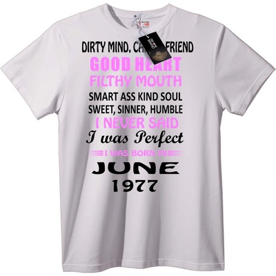 NOONEBRAND Тениска Добро Сърце Мръсен Език Роден Юни 1972 - 2XL, White
