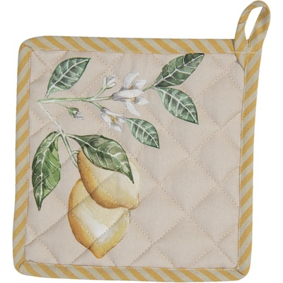 Clayre & Eef Bavlněná podložka pod hrnec s motivem citrónů Lemons & Leafs 20 x 20 cm
