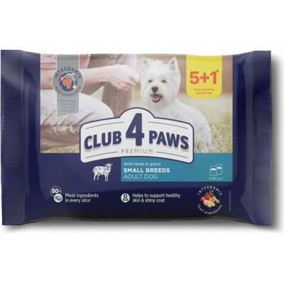 Club4Paws s jahňacím mäsom v omáčke 6 x 80 g