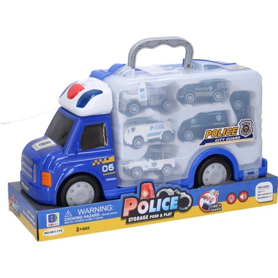 WIKY Auto policajné s efektmi a 6 malými autami 34 cm