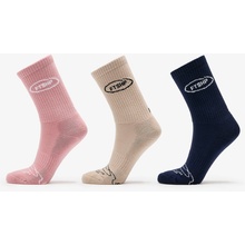 Footshop Basic Crew Socks 3-Pack Navy/ Acru/ Pink