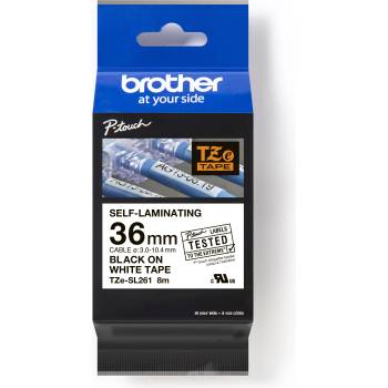 Brother TZ-SL261 / TZe-SL261 Pro Tape, 36mm x 8m, черен печат / бял фон, оригинална лента (TZESL261)