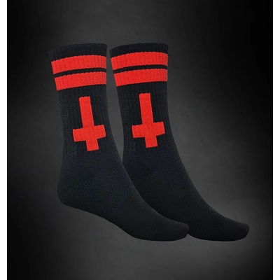 HYRAW чорапи hyraw - black / red cross - ЧЕРЕН/ЧЕРВЕН КРЪСТ