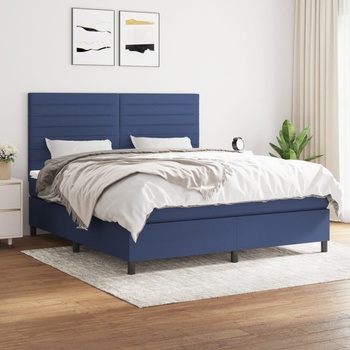 vidaXL Боксспринг легло с матрак, синьо, 160x200 см, плат (3141871)