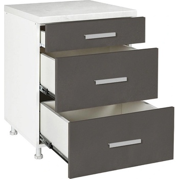Matis Кухненски шкаф долен с три чекмеджета in d60 f сив