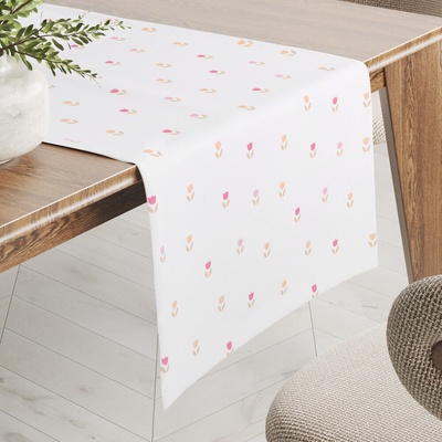 Biante Teflónový behúň TF-115 Farebné tulipániky na bielom 35x160 cm