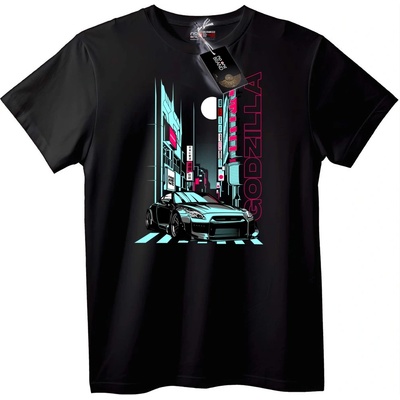 NOONEBRAND Тениска Неонов Godzilla в grad - 2XL, White