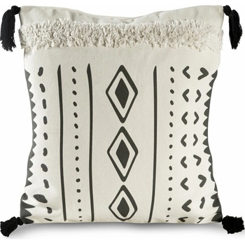 Takoy v štýle BOHO s ozdobnými bambuľkami a geometrickou potlačou-HF-440123 45 x 45 cm