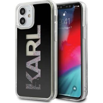 KARL LAGERFELD Калъф за телефон Karl Lagerfeld Karl Logo Glitter за iPhone 12 Мini, черен (KXG0016481)