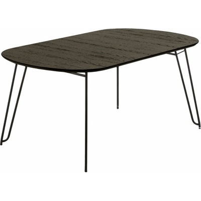 Kave Home Černý jasanový rozkládací stůl Milian 170/320x100 cm
