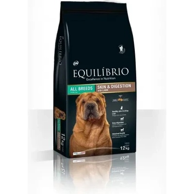 Equilibrio Skin and Digestion With Lamb for All Breeds - Пълноценна храна за израснали кучета предразположени към алергии с агнешко 12 кг