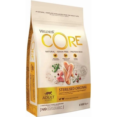 Wellness Core Sterilised Original krmivo pro dospělé kastrované kočky 4 kg