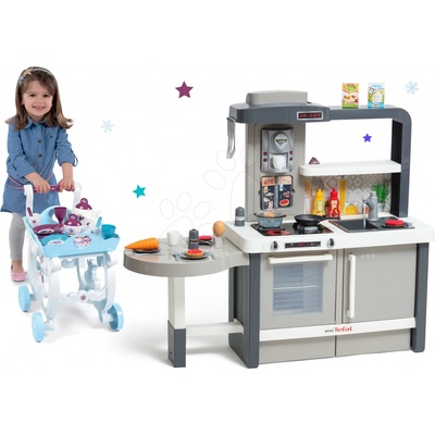 Smoby Set kuchynka rastúca s tečúcou vodou Tefal Evolutive a servírovací vozík Frozen XL Tea Trolley