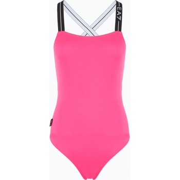 Giorgio Armani Logo Tape One Piece бански костюм неоново розово