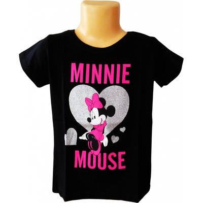 E plus M tričko Minnie stříbrné srdce krátký rukáv černá