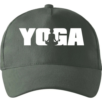 Yoga nápis so zahnutým šiltom a mosaznou sponou Tm. bridlica šedozelená