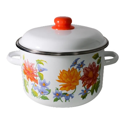 Сталь Эмаль Р-Тенджера 5, 5lt 22cm с декор "Цветочная" (1RD221M) (012966)