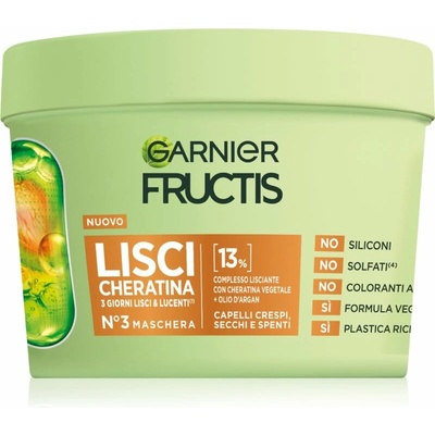 Garnier Fructis Lisci Cheratina vyživujúca maska na vlasy pre lesk 370 ml