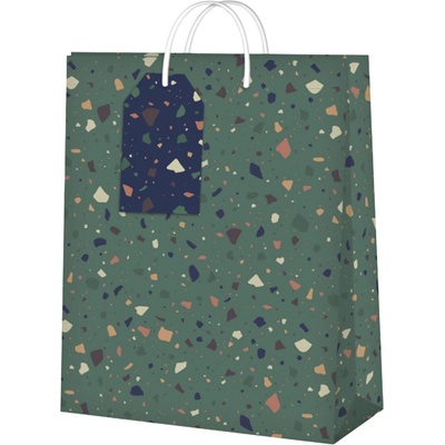 Dárková taška malá - Zelené terrazzo (17,8 × 9,8 × 22,9 cm)