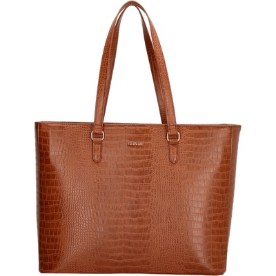 Charm London Elegantní dámská kabelka Midwood koňaková 15 6" 34.5x19.4 cm