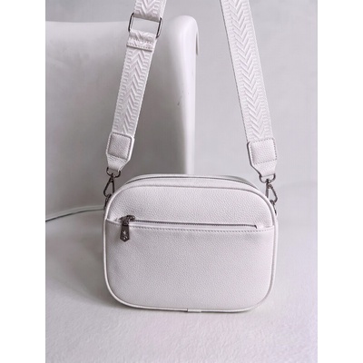 Praktická biela crossbody kabelka s dvoma priehradkami