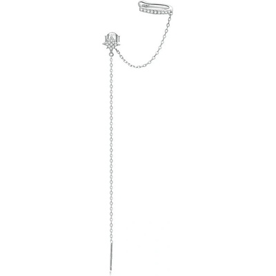 DELIS Сребърна обеца за ухо, jw1007, модел звезда с верижка, с родиево покритие (jw1007)