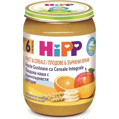 HiPP Био Пълнозърнеста плодова каша 190 гр. - 6+ месеца