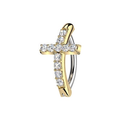 Šperky4U Zlacený piercing do pupíku kříž WP0100-GD