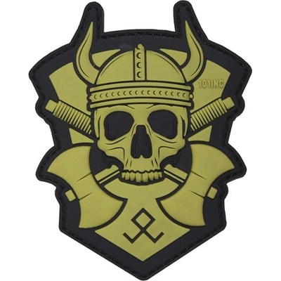 101INC Nášivka 3D plastová VIKING WITH HATCHET velcro ZELENÁ
