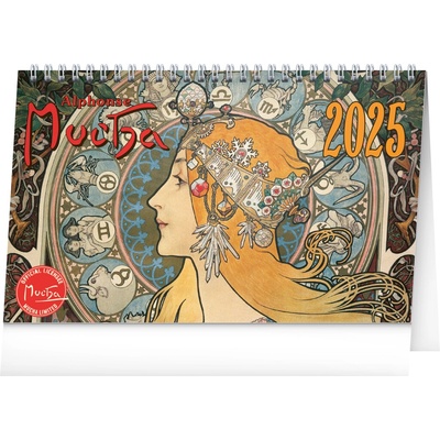 Stolový Alfons Mucha 23,1 × 14,5 cm 2025