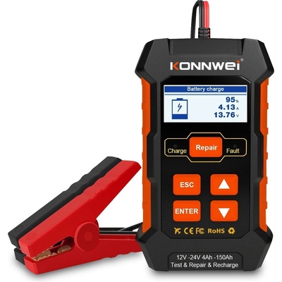 Konnwei KW520, тестер за акумулатори, зарядно устройство и поддръжка (възстановяване) на неизползвани акумулатори, 12/24V (KW520)