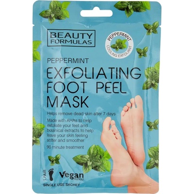 Beauty Formulas Peppermint exfoliační maska na nohy 1 ks
