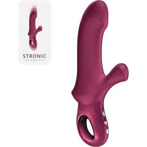 FUN FACTORY Bi Stronic Curve - тласкащ вибратор с клиторен пристав (червен) - desirel