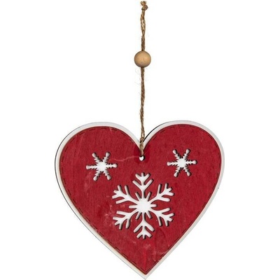 HOME DECOR Srdce závesné 14,2 x 14,2 x 0,8 cm červené