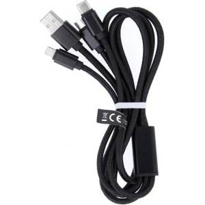 Maxlife Кабел Maxlife - 13050, USB-A/USB-C, Lightning, Micro USB, 1 m, черен (13050)