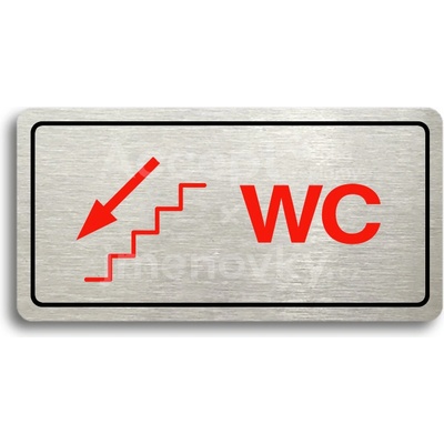 ACCEPT Piktogram WC VLEVO DOLŮ - stříbrná tabulka - barevný tisk
